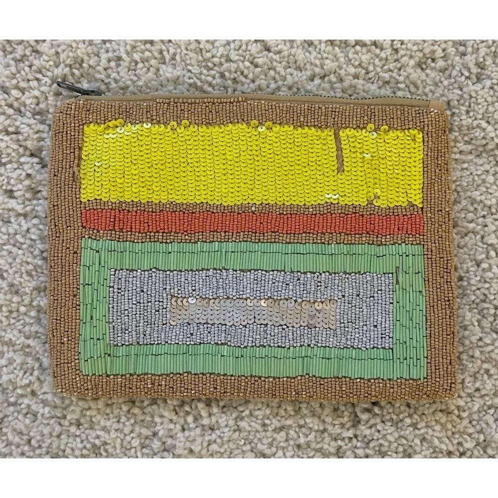 Jasper & Jeera Gold & Multicolored Beaded Clutch Bag